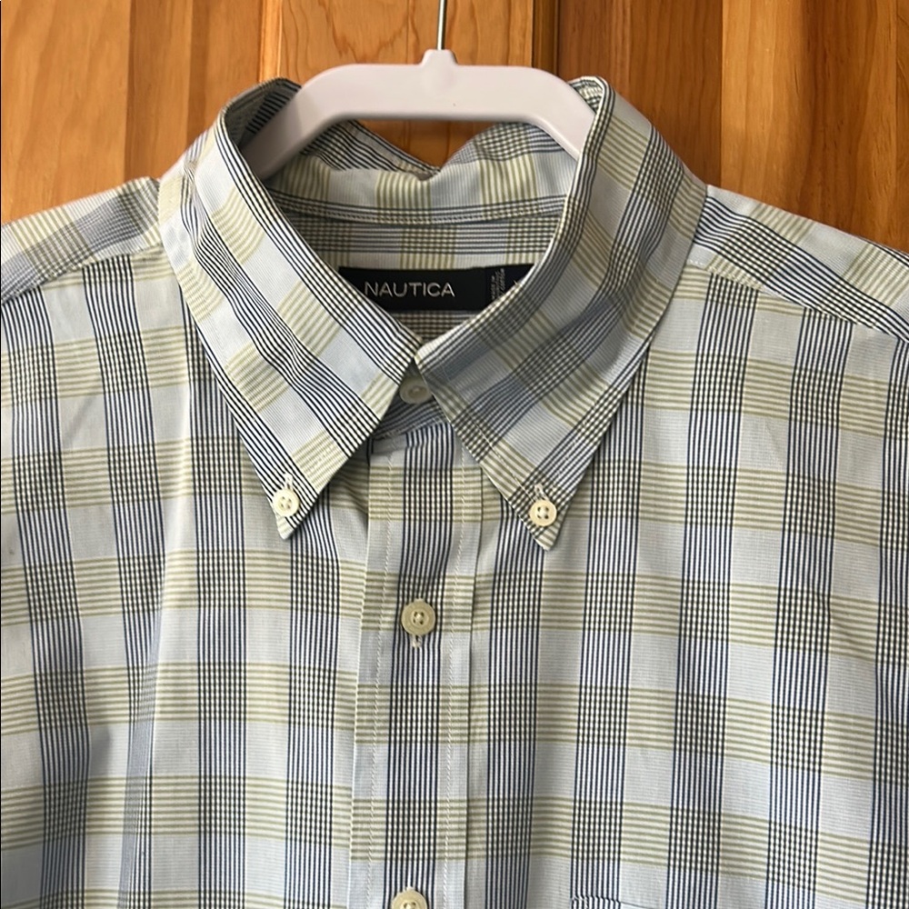 Nautica Blue Plaid Button Down Shirt